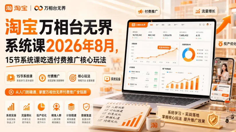 2026年8月淘宝万相台无界系统课:15节付费推广核心玩法深度解析 - 趣客盟