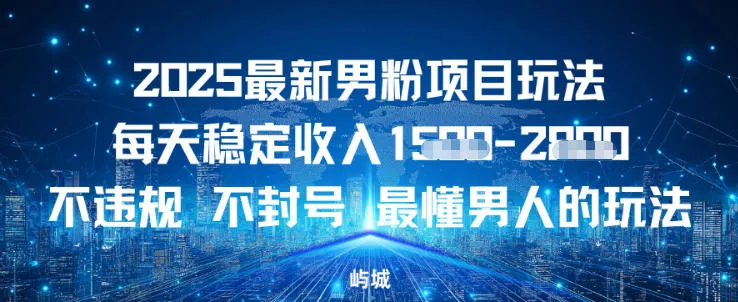 2025最新男粉项目玩法每天稳定收入多张，不违规不封号，最懂男人的玩法之一-趣酷猫资源网