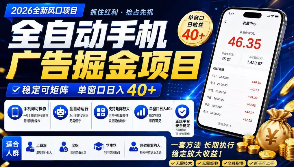 【全自动广告联盟掘金攻略】长期稳定收益,日赚300+,零基础上手,长久盈利秘籍大揭秘 - 趣客盟