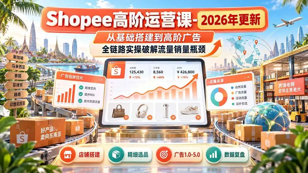 (20575期)Shopee高阶运营课-更新9月,从基础搭建到高阶广告,全链路实操破解流量销量瓶颈 (20575期)Shopee高阶运营课-更新9月,从基础搭建到高阶广告,全链路实操破解流量销量瓶颈