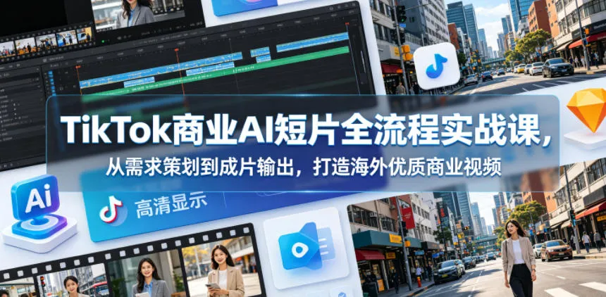 TikTok商业AI短片全流程实战课，从需求策划到成片输出，打造海外优质商业视频_趣客盟
