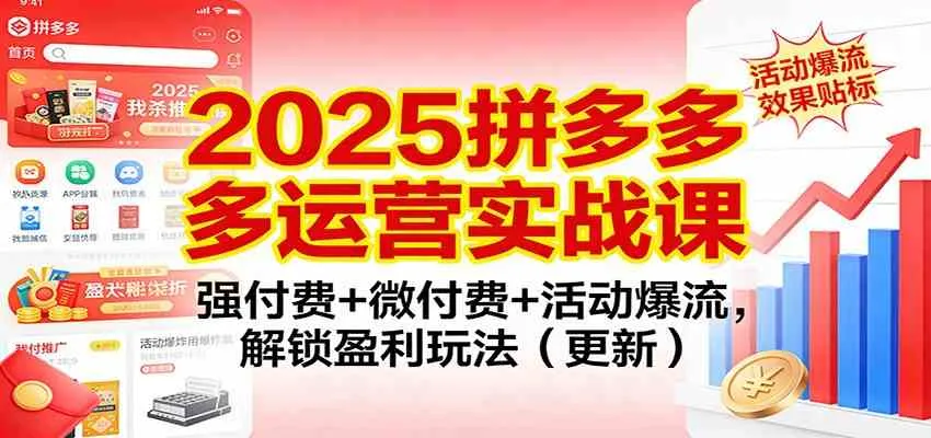 2025拼多多运营实战课：强付费+微付费+活动爆流，解锁盈利玩法（更新）-趣酷猫资源网