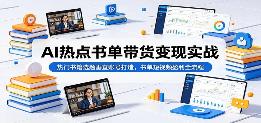 AI热点书单带货变现实战：热门书籍选题垂直账号打造，书单短视频盈利全流程_趣客盟