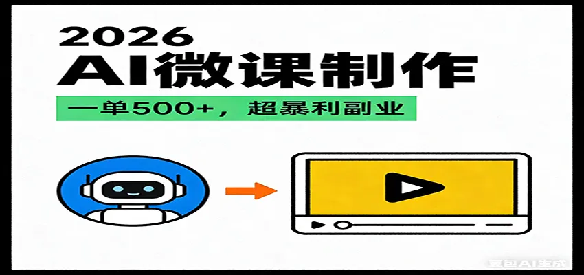 2026AI 风口最稳副业：微课代写制作，一单 500+，人人可做的蓝海项目-趣酷猫资源网