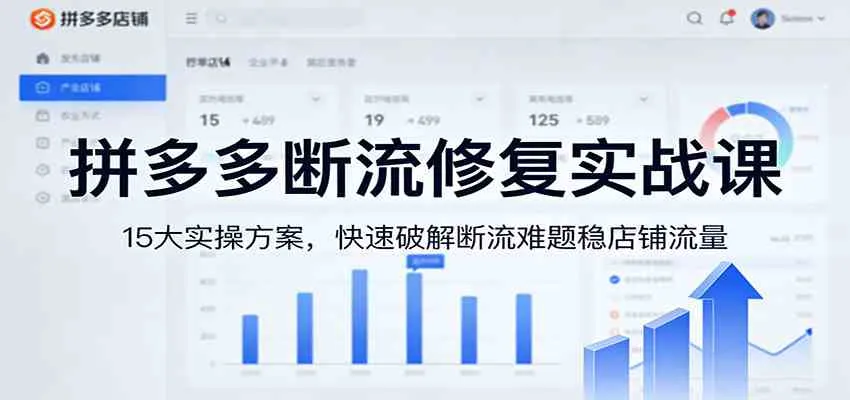 拼多多断流修复实战课：15大实操方案，快速破解断流难题稳店铺流量-趣酷猫资源网