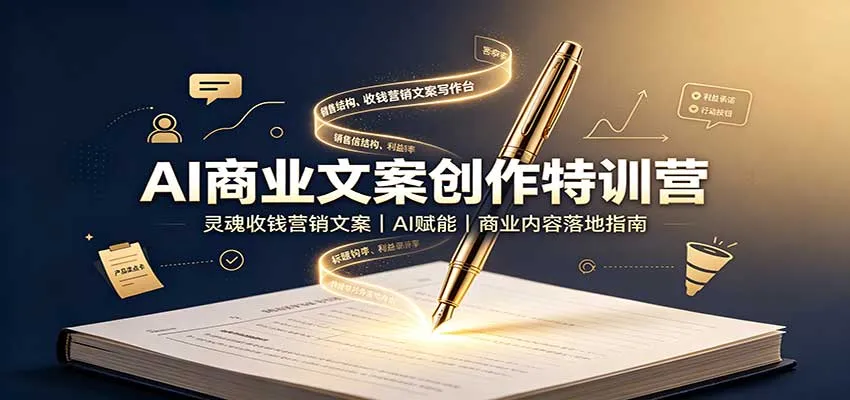 AI文案大师特训营：打造灵魂级吸金文案，AI助力，商业内容营销实战指南 - 趣客盟