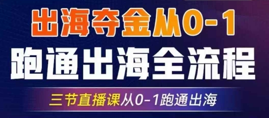 2025出海夺金从0-1跑通出海全流程，三节直播课从0-1跑通出海，教你用AI跑通全流程 - 趣酷猫