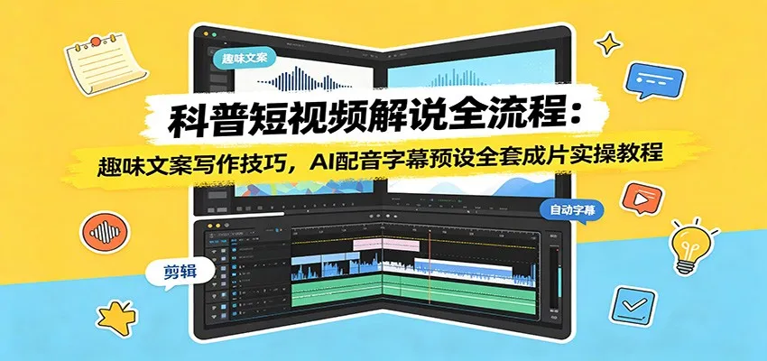 《短视频制作全攻略:趣味文案写作+AI配音字幕+预设成片实操教程》_趣客盟