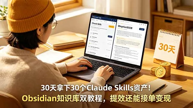 30天拿下30个Claude Skills资产！Obsidian知识库双教程，提效还能接单变现_趣客盟