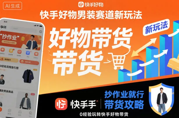 快手好物男装赛道新玩法，抄作业就行，0经验玩转快手好物带货-趣酷猫资源网