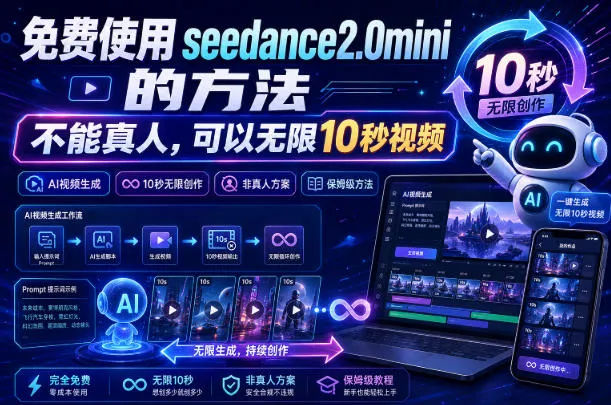 免费获取Seedance 2.0 Mini 10秒视频无限使用攻略：9图+3音频体验分享 - 趣客盟