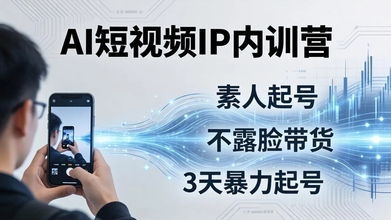 2026AI短视频IP内训营:素人快速起号到隐面带货,3天全流程教学解析_趣客盟