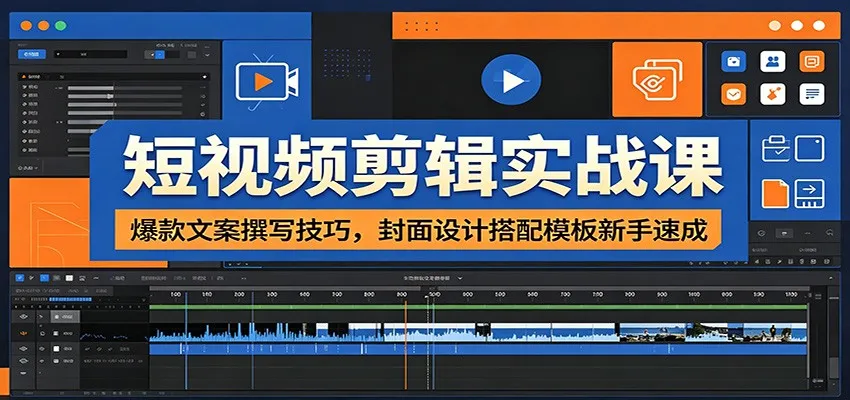 短视频剪辑实战课：爆款文案撰写+封面设计技巧，新手快速掌握剪辑模板SEO优化_趣客盟