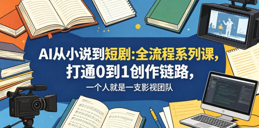 AI从小说到短剧全流程系列课，打通0到1创作链路，一个人就是一支影视团队_趣客盟