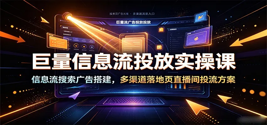信息流搜索广告搭建指南：多渠道落地页+直播间投放策略实操课程_趣客盟