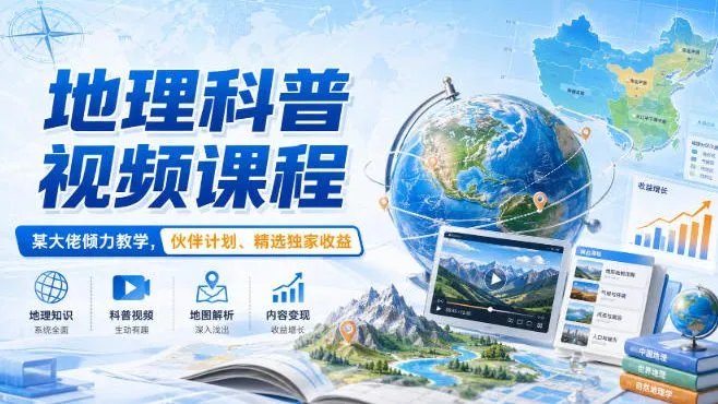 地理科普视频课程,名师倾力打造,伙伴计划加盟,独家收益精选 - 趣客盟