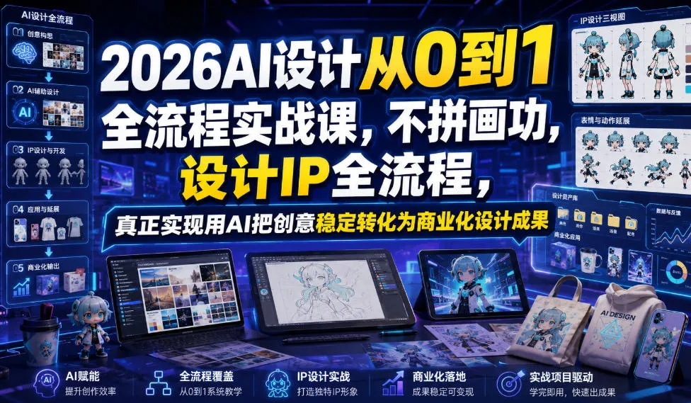 AI赋能设计全链路实战课：从创意到商业，无需绘画基础，打造IP设计全流程，AI助力创意商业转化_趣客盟