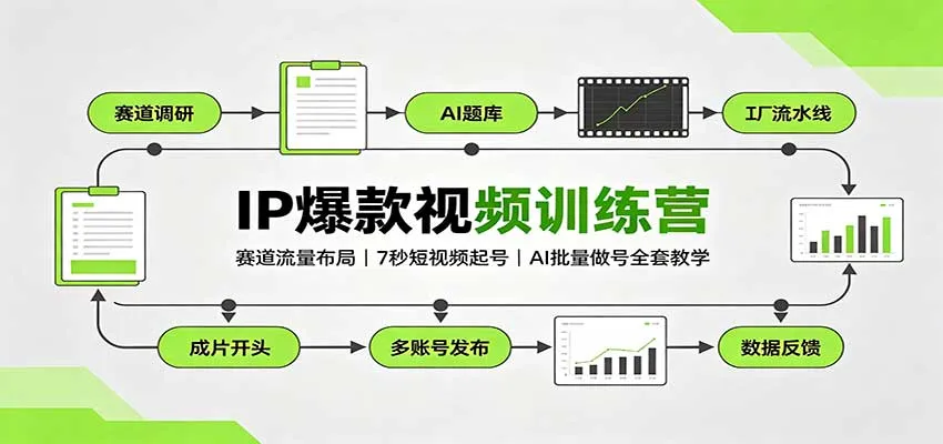 短视频IP爆款训练营：7秒吸睛起号，AI赋能批量运营，赛道流量布局全攻略 - 趣客盟