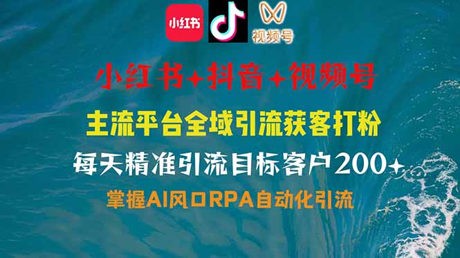 小红书、抖音、视频号全域多平台引流获客，日引目标客户200+，RPA自动… - 趣酷猫