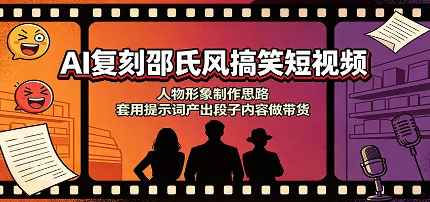 AI复刻邵氏风搞笑短视频制作攻略：人物形象塑造技巧+提示词驱动带货段子内容 - 趣客盟