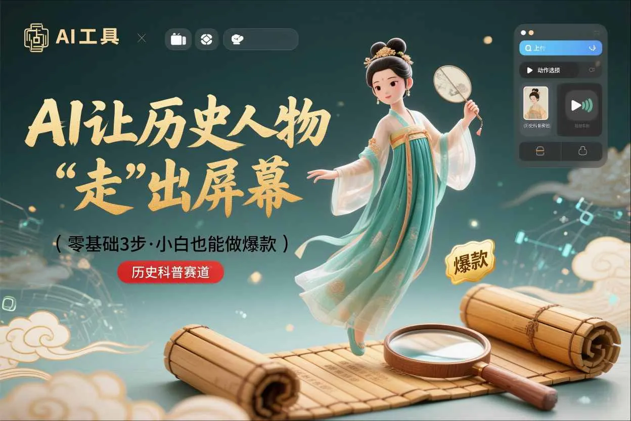 零基础3步搞定：让历史人物“走”出屏幕的AI教程，小白也能做出爆款(历史科普赛道)-趣酷猫资源网