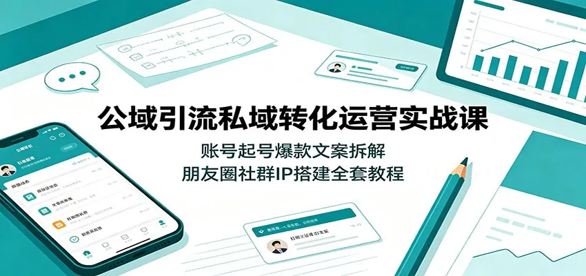 公域流量引入私域转化全攻略：爆款文案解析+朋友圈社群IP构建教程，账号快速起号秘籍_趣客盟