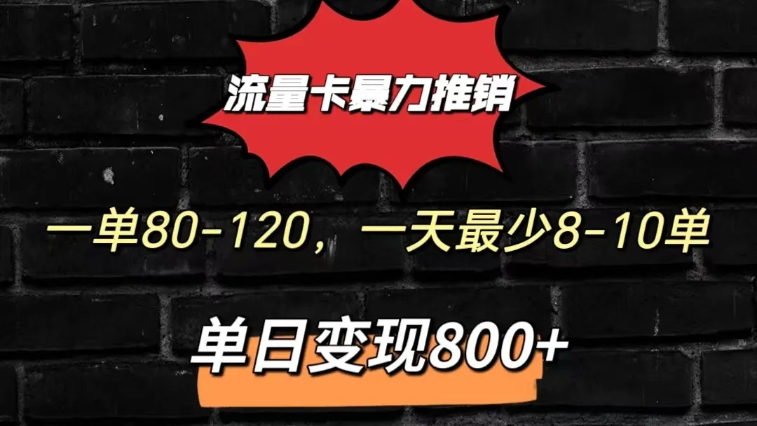 流量卡暴力推销模式一单80-170元一天至少10单，单日变现800元-趣酷猫资源网