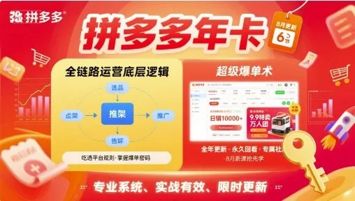 拼多多年卡，拼多多全链路运营底层逻辑，超级爆单术【更新10月】-趣酷猫资源网