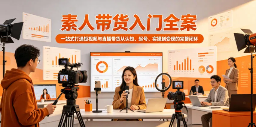 素人带货入门全案，一站式打通短视频与直播带货从认知、起号、实操到变现的完整闭环_趣客盟