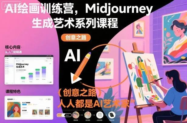 AI绘画训练营，Midjourney生成艺术系列课程，人人都是AI艺术家-趣酷猫资源网