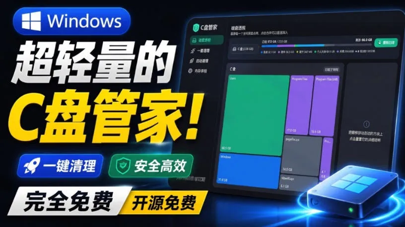 超迷你Windows C盘管家：2M体积，免费磁盘分析清理助手，智能提醒，轻松管理！ - 趣客盟
