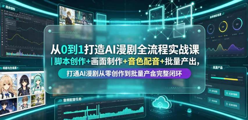 从0到1打造AI漫剧全流程实战课｜脚本创作+画面制作+音色配音+批量产出，打通AI漫剧从零创作到批量量产完整闭环_趣客盟