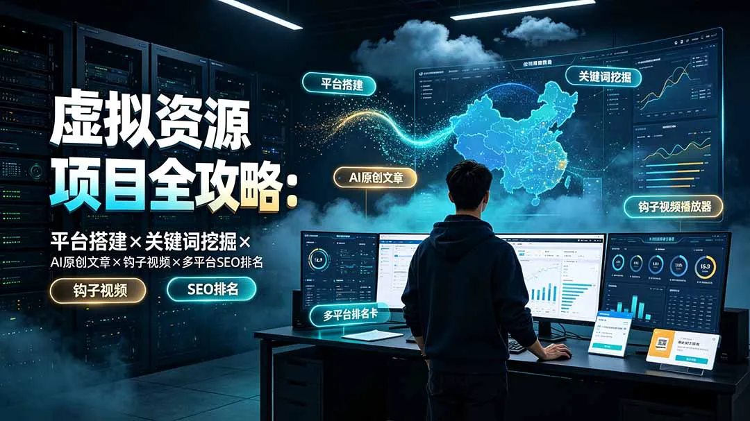 虚拟资源项目全解析：搭建平台+关键词策略+AI原创文章制作+钩子视频营销+多平台SEO优化攻略_趣客盟