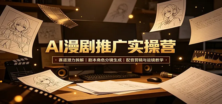 AI赋能漫剧制作实战营：揭秘热门赛道，剧本角色分镜自动生成，配音剪辑及运镜技巧教学 - 趣客盟