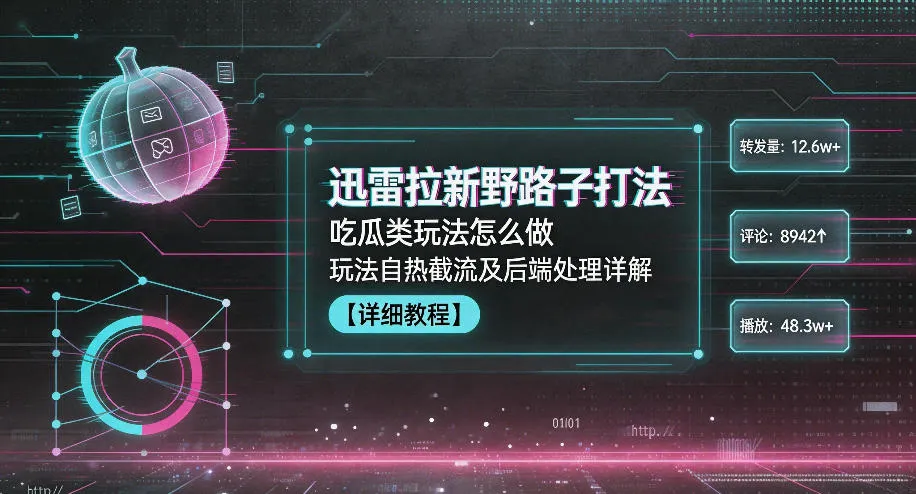 迅雷拉新野路子打法,吃瓜类玩法怎么做,玩法自热截流及后端处理详解_趣客盟
