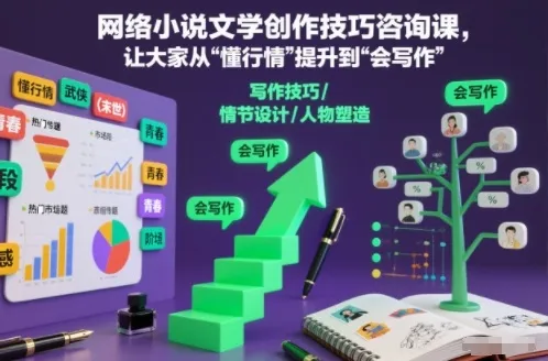 网络小说文学创作技巧咨询课，让大家从“懂行情”提升到”会写作”的高度-趣酷猫资源网