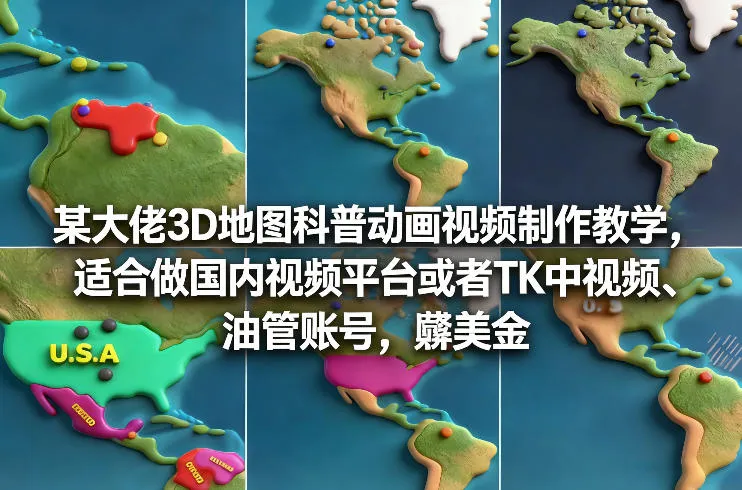 某大佬3D地图科普动画视频制作教学,适合做国内视频平台或者TK中视频、油管账号,賺美金 某大佬3D地图科普动画视频制作教学,适合做国内视频平台或者TK中视频、油管账号,賺美金