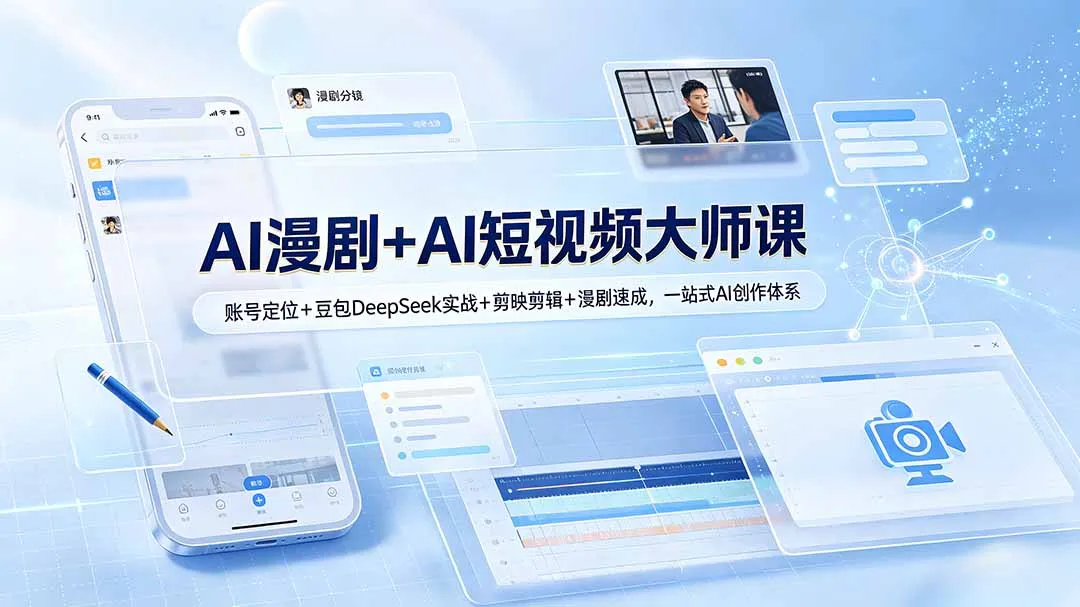 AI创作大师课：账号定位攻略+豆包DeepSeek实战应用+剪映高效剪辑+漫剧快速制作，全链路AI短视频与漫剧创作教程_趣客盟