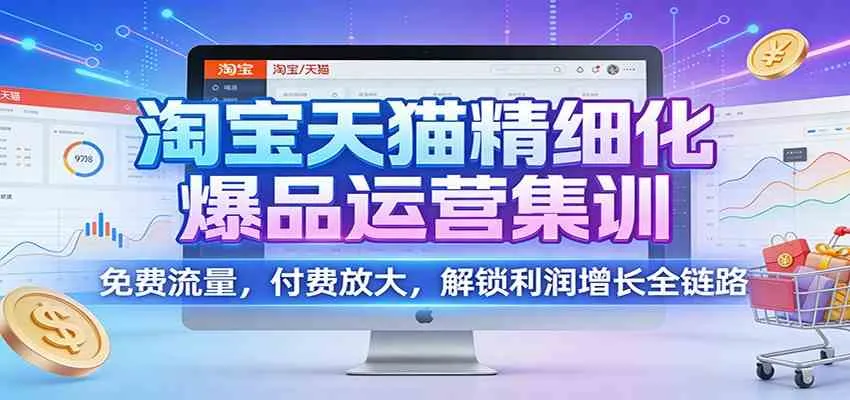 淘宝天猫精细化爆品运营集训：免费流量，付费放大，解锁利润增长全链路-趣酷猫资源网