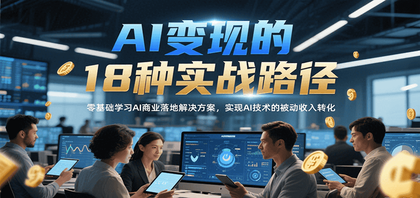 AI变现的18种实战路径，零基础学习AI商业落地解决方案，实现AI技术的被动收入转化-趣酷猫资源网