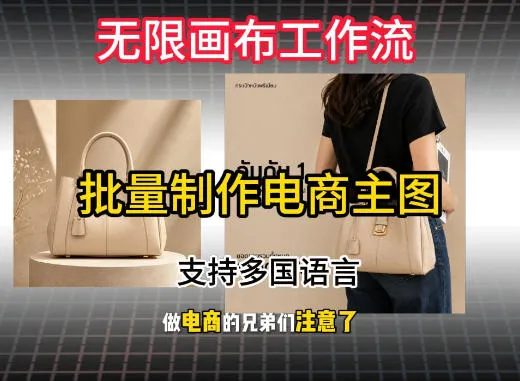电商主图批量制作与下载教程：无限画布工作流，一键操作，多语言支持，打造高效无限画布电商解决方案_趣客盟