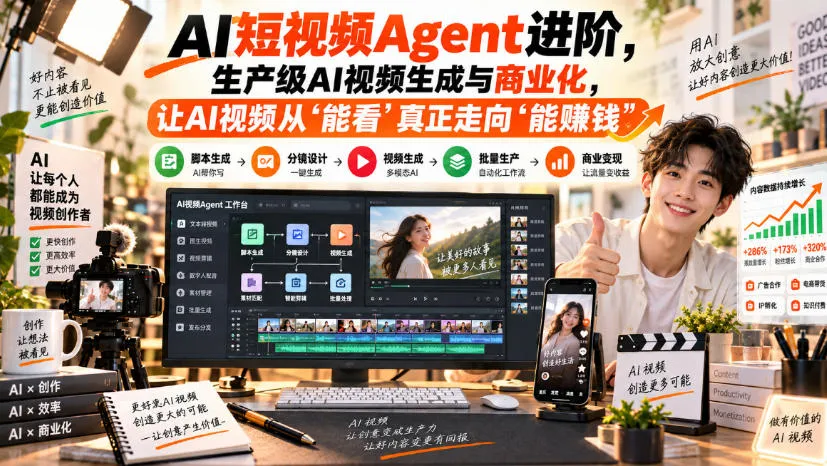 AI视频生成新纪元：生产级AI短视频Agent升级，开启AI赚钱时代，助力内容商业化 - 趣客盟