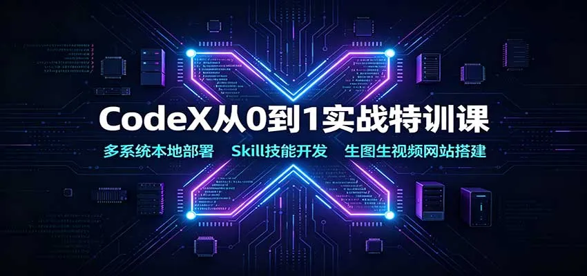 CodeX实战特训：全攻略本地部署多系统，Skill技能深度开发，生图生视频网站一站式搭建教程 - 趣客盟