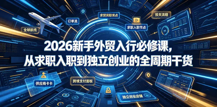 2026外贸新手入门必学课程：求职入职至独立创业全流程实战指南_趣客盟