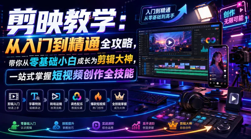 短视频剪辑高手养成记：入门精通全教程，零基础小白逆袭剪辑达人，全技能一站式解锁_趣客盟
