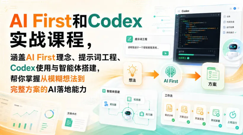 AI First实战攻略:深度解析Codex应用与智能体构建,掌握模糊到完整的AI方案落地技巧 - 趣客盟