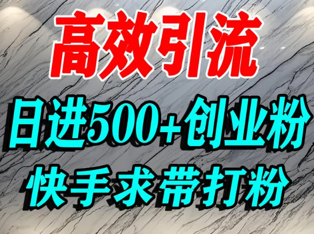 怎么打创业粉？快手求带视角精准引流创业粉，宝妈、学生群体日进500+精准流量-趣酷猫资源网