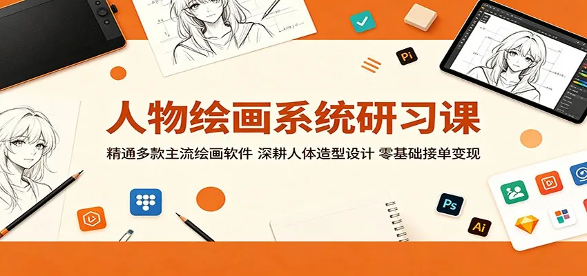 人物绘画系统研习课：精通多款主流绘画软件，深耕人体造型设计，零基础接单变现_趣客盟
