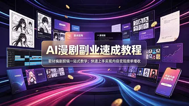 AI辅助漫剧创作副业快速入门教程：取材、编剧、剪辑一站式变现技巧_趣客盟