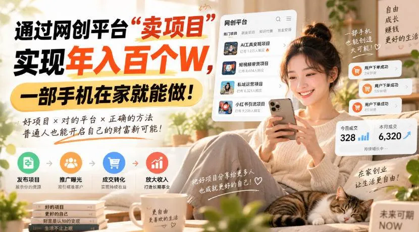 (20445期)通过网创平台“卖项目”实现年入百万,一部手机在家就能做! (20445期)通过网创平台“卖项目”实现年入百万,一部手机在家就能做!
